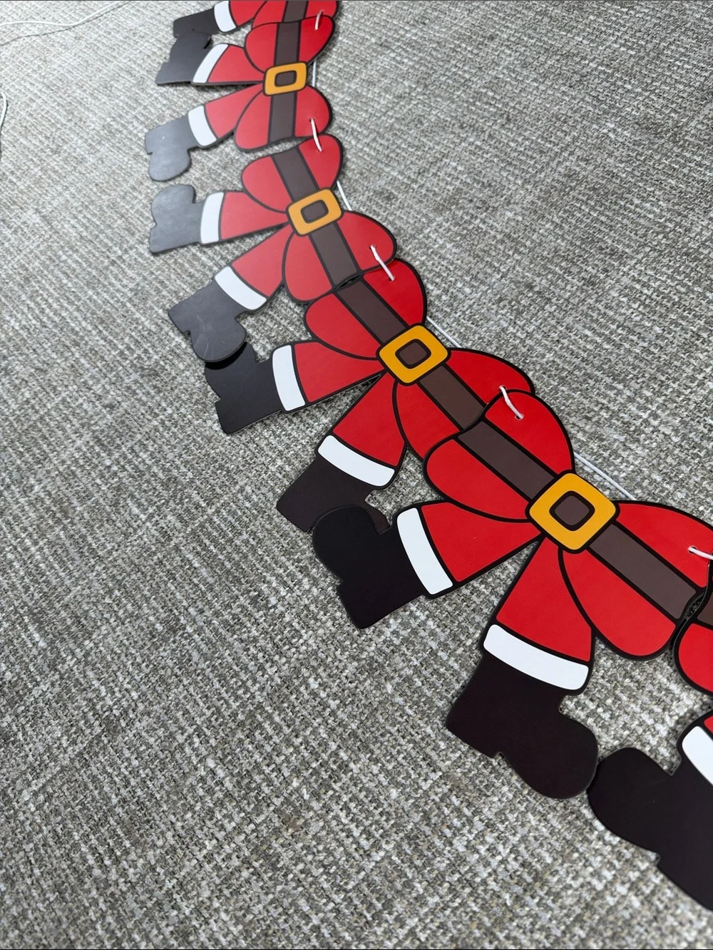 Festive Holiday Garland Duo - Red & Brown Bow Banners gingerbread Santa shoes